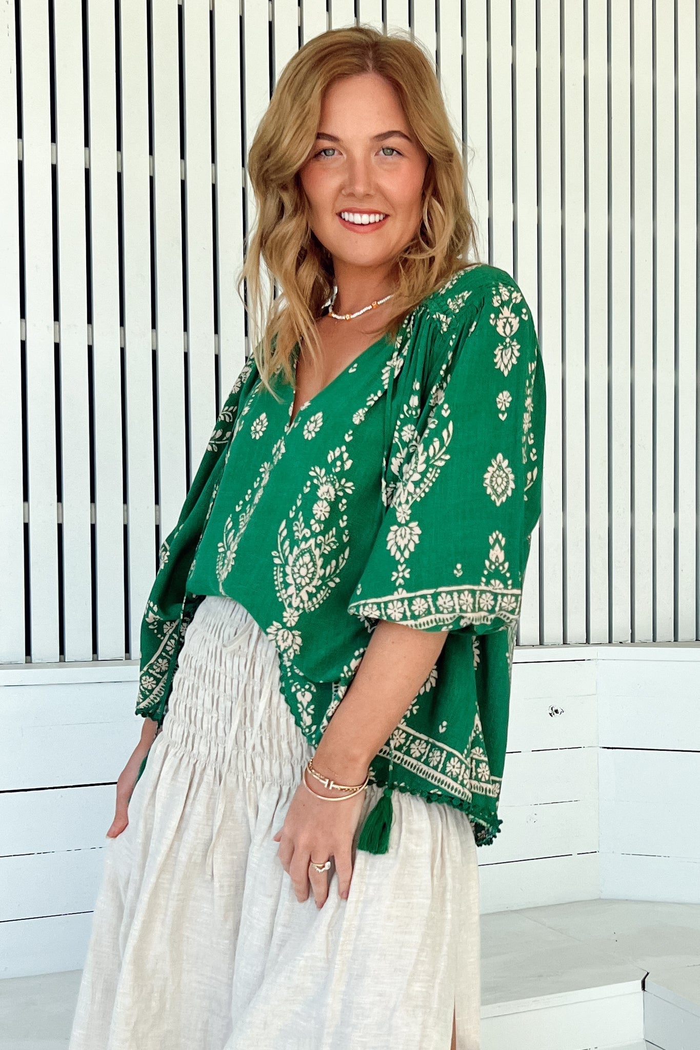 Queniva | Boho Blusentop mit Print