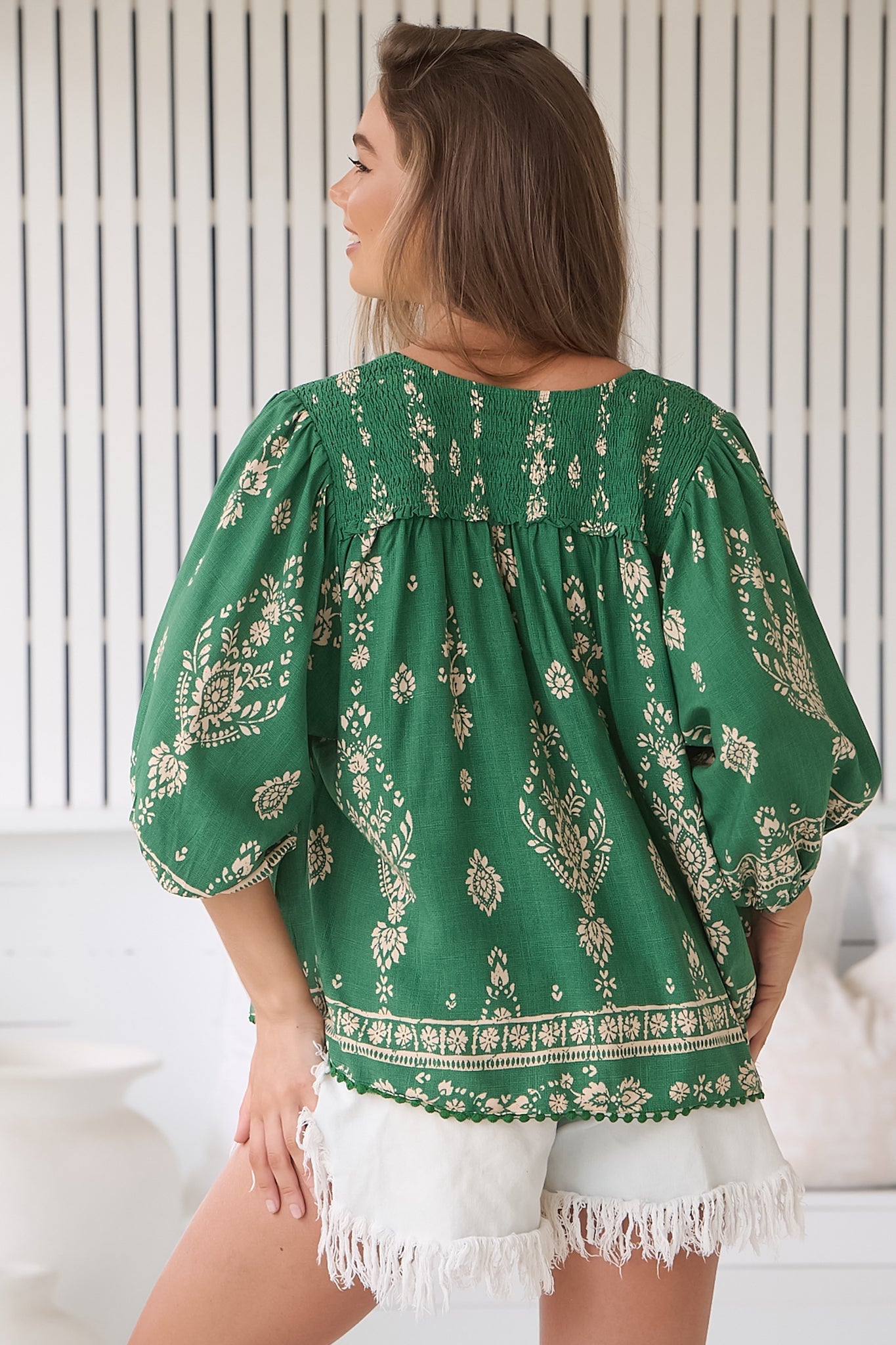 Queniva | Boho Blusentop mit Print