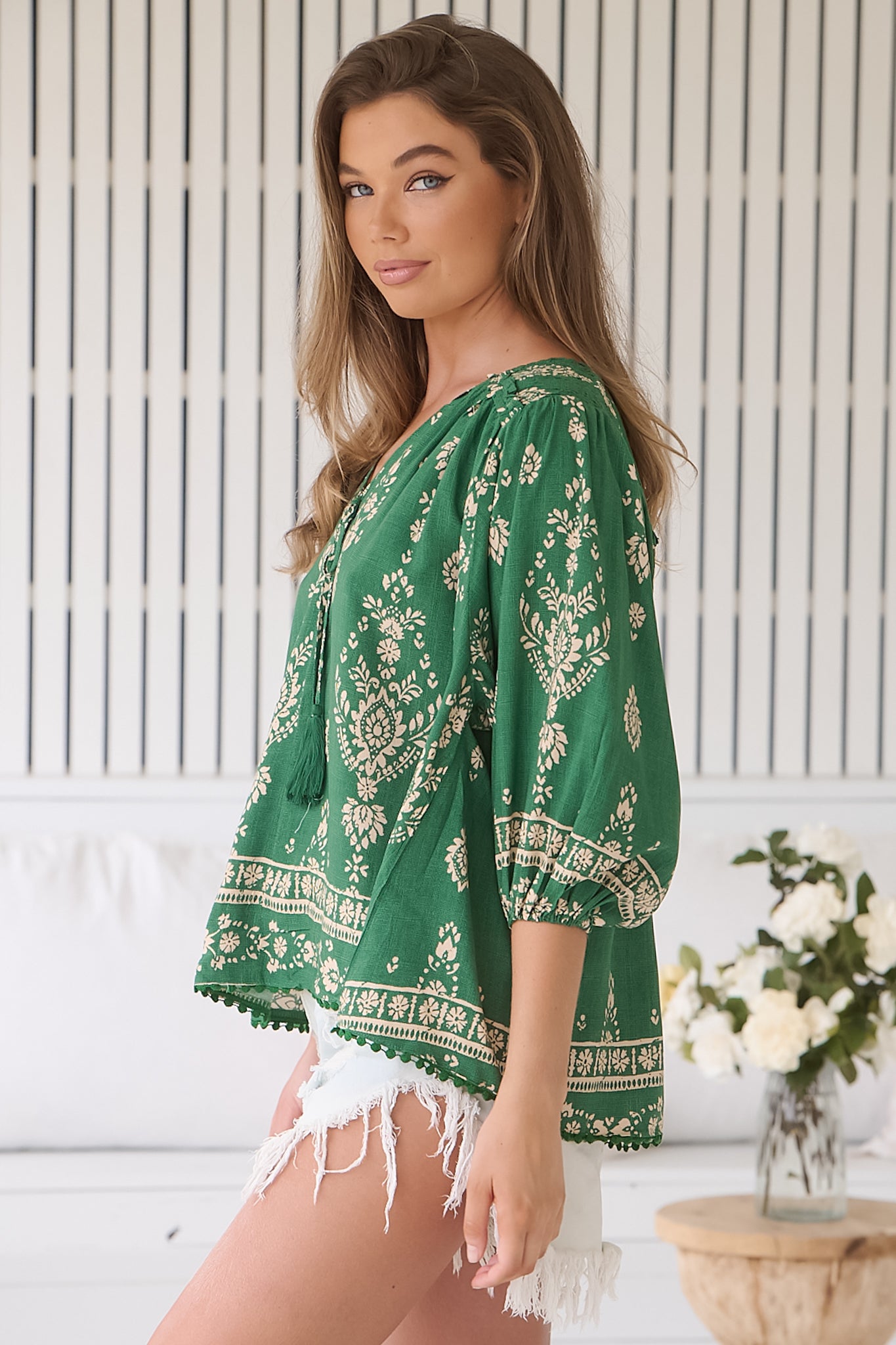 Queniva | Boho Blusentop mit Print