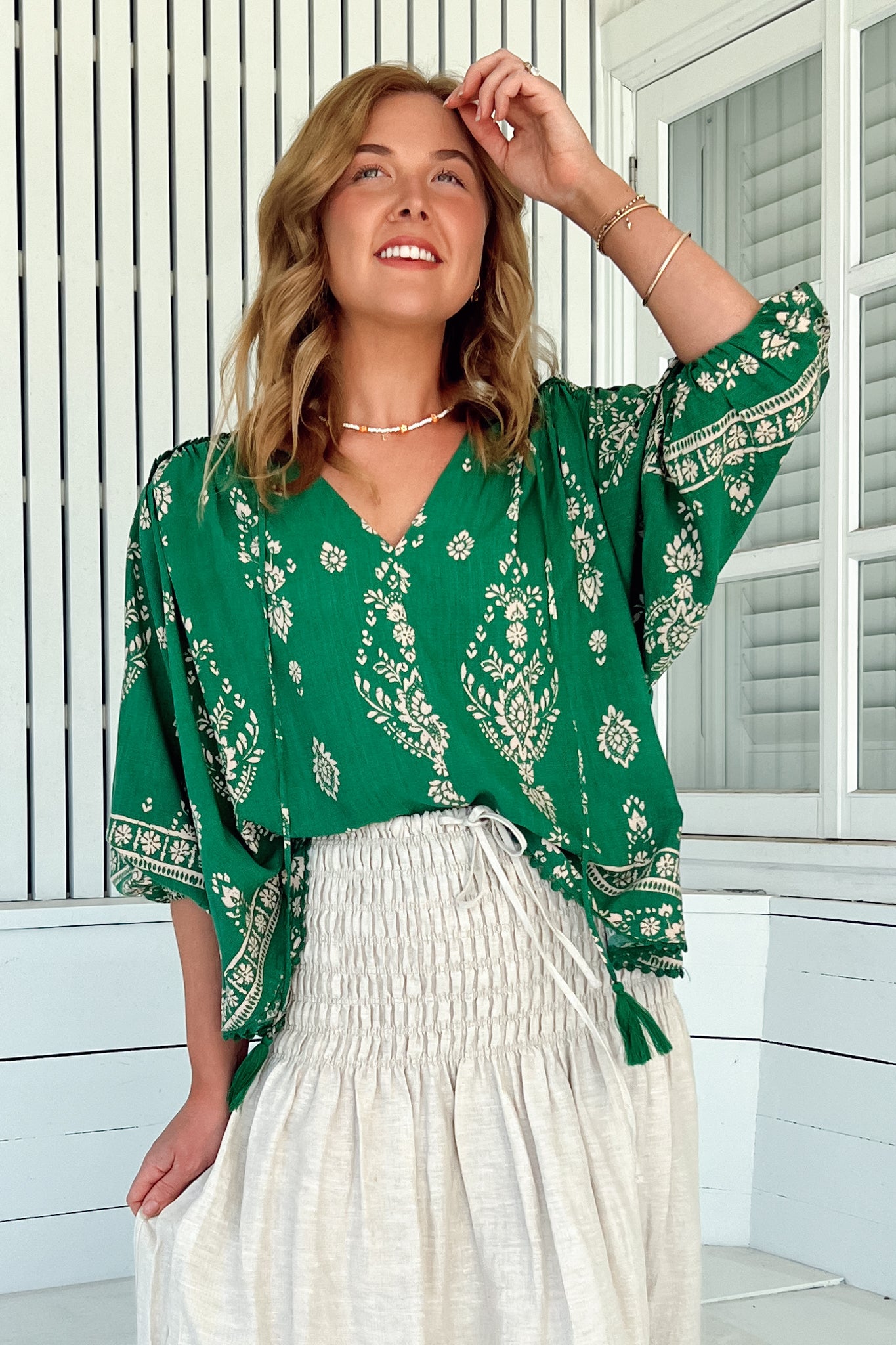 Queniva | Boho Blusentop mit Print