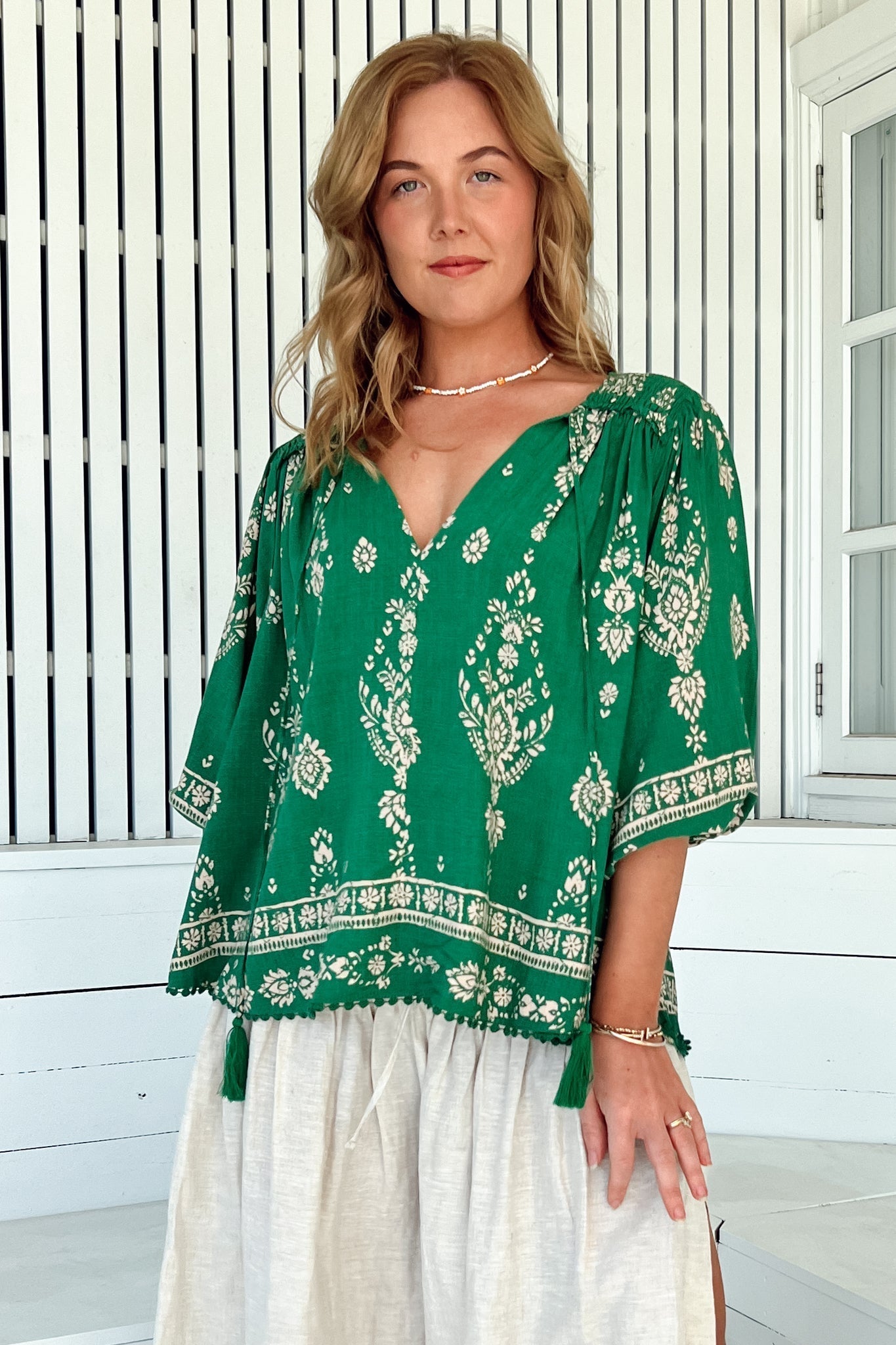 Queniva | Boho Blusentop mit Print
