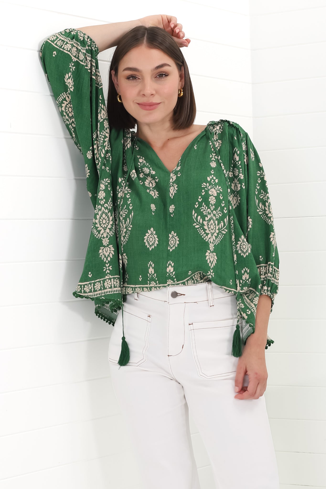 Queniva | Boho Blusentop mit Print