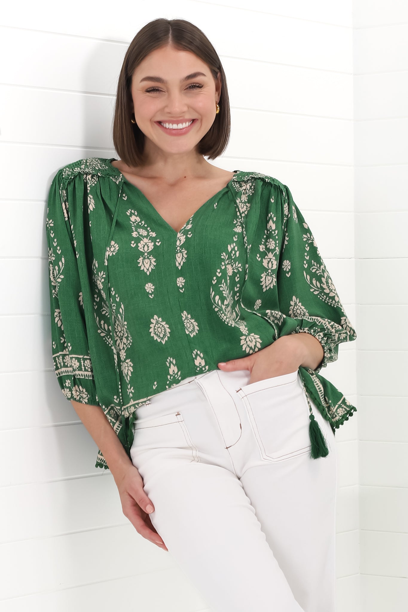 Queniva | Boho Blusentop mit Print
