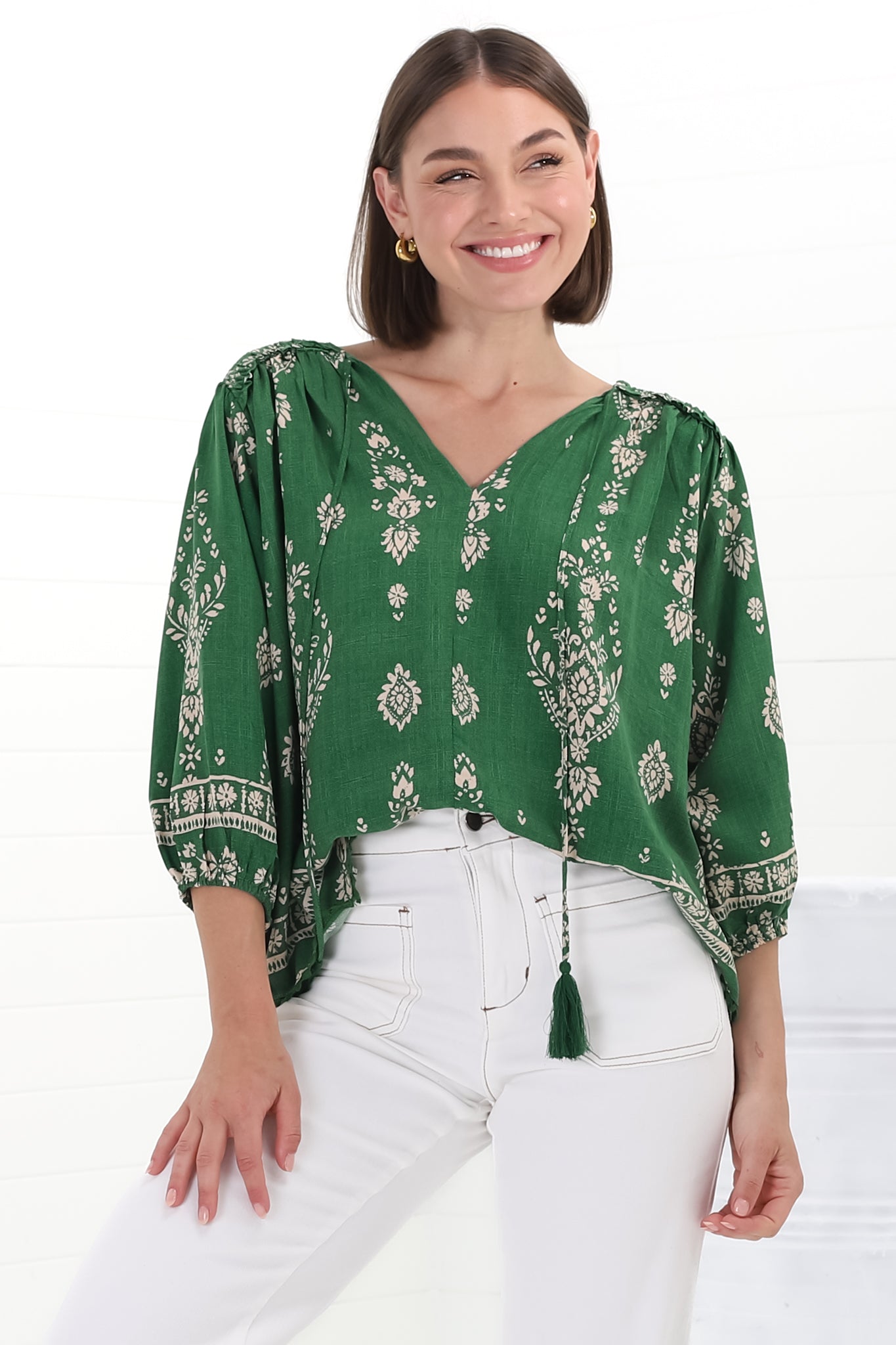 Queniva | Boho Blusentop mit Print
