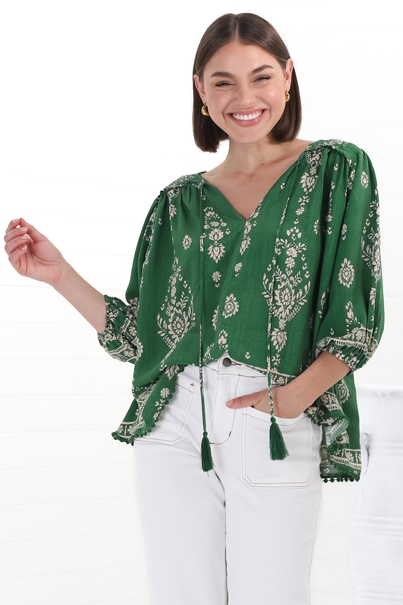 Queniva | Boho Blusentop mit Print