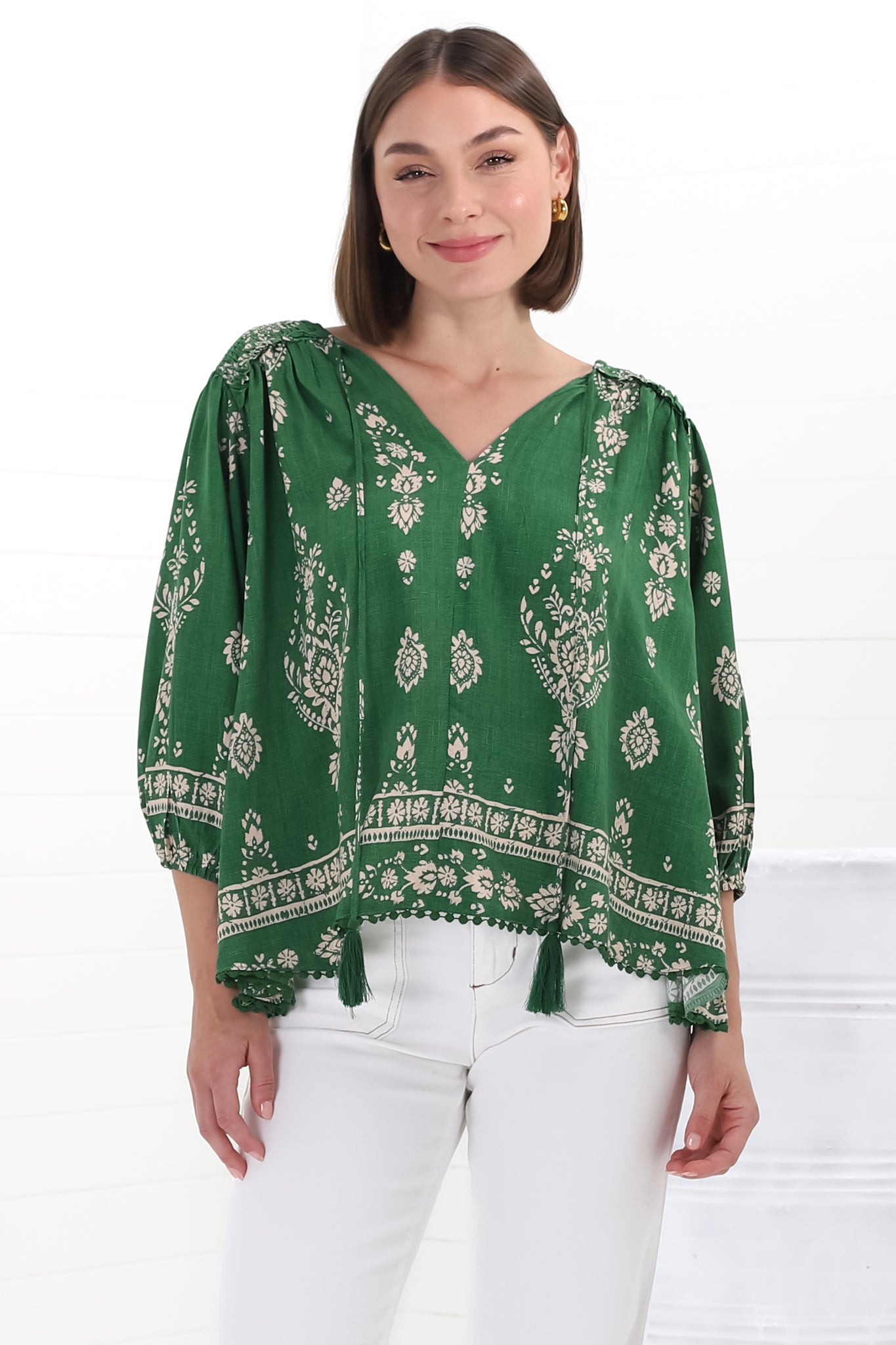 Queniva | Boho Blusentop mit Print