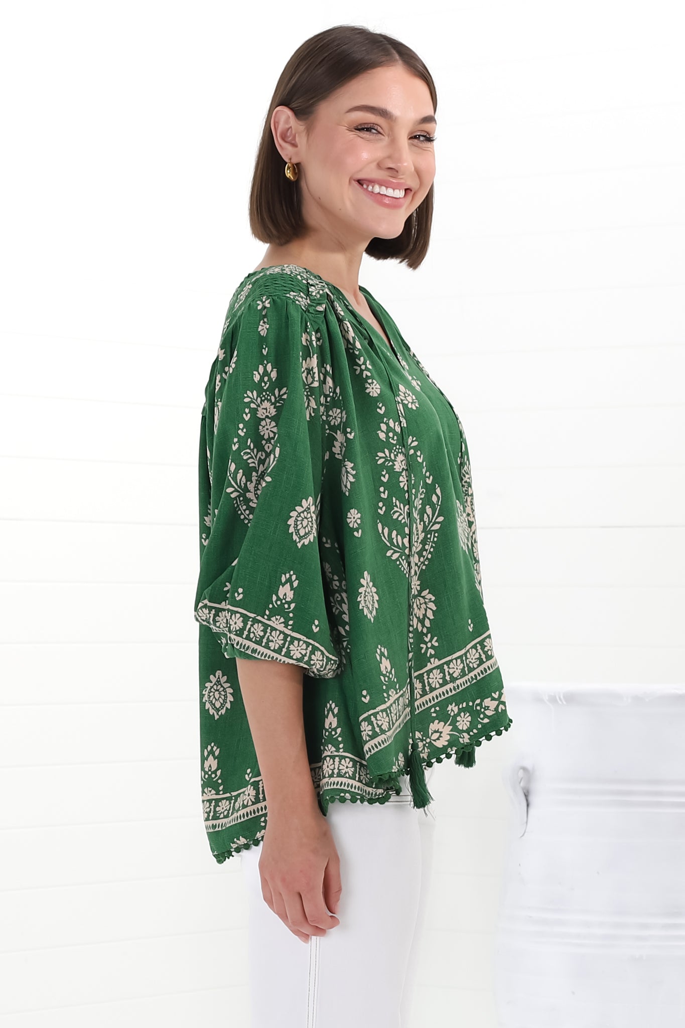 Queniva | Boho Blusentop mit Print