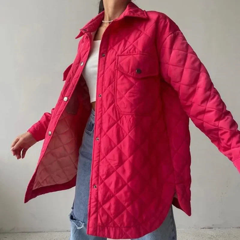 Loie- Langärmelige Slim-Parka mit Reverskragen für Damen