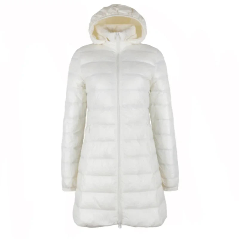 Sophia – Lange Damen-Daunenjacke mit Abnehmbarer Kapuze