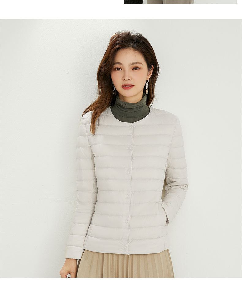 Cornelia - Entendaunenjacke mit Rundhalsausschnitt und Taschen für Frauen