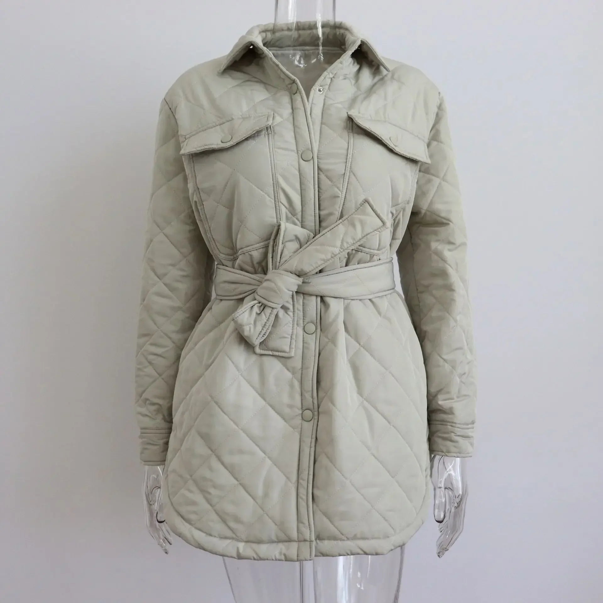 Loie- Langärmelige Slim-Parka mit Reverskragen für Damen