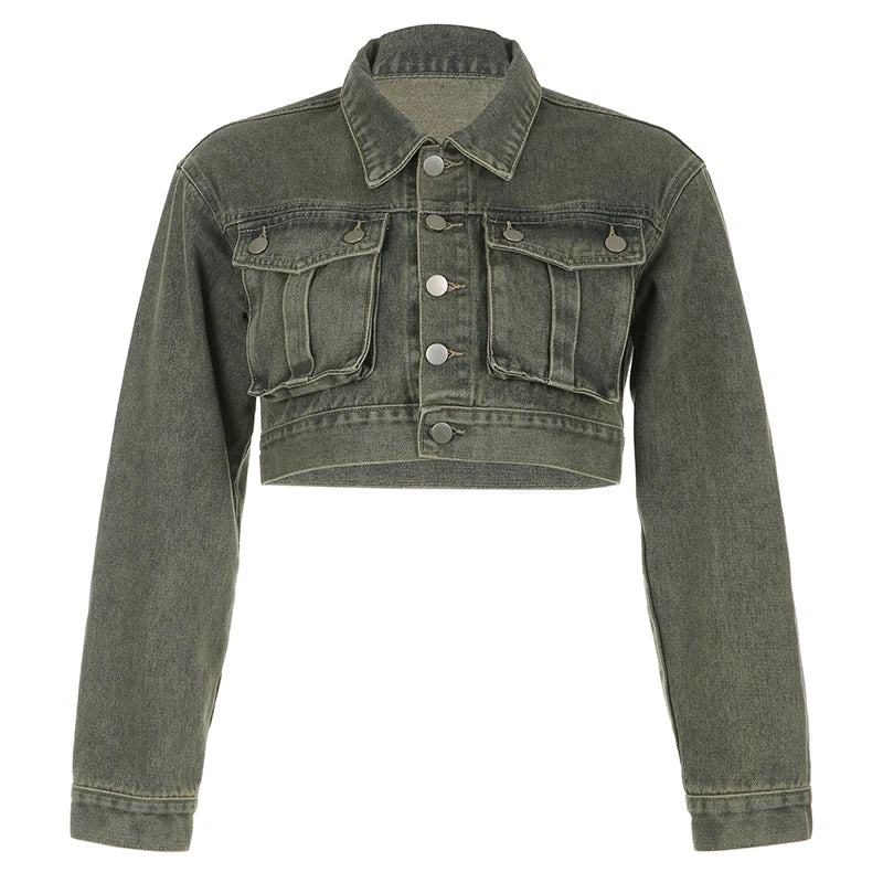 Jenny - Kurze Jeansjacke mit Großen Taschen für Damen