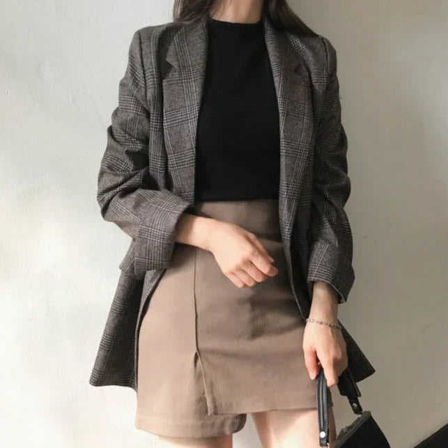 Flina - blazer mit karierter jacke