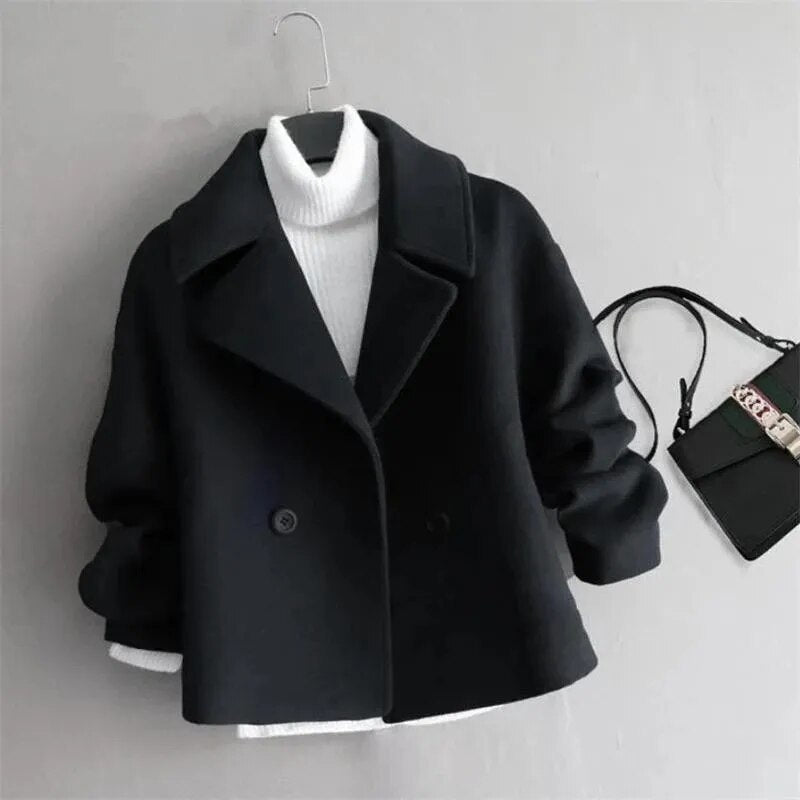 Olivine | Damen-Wolljacke mit breitem Kragen