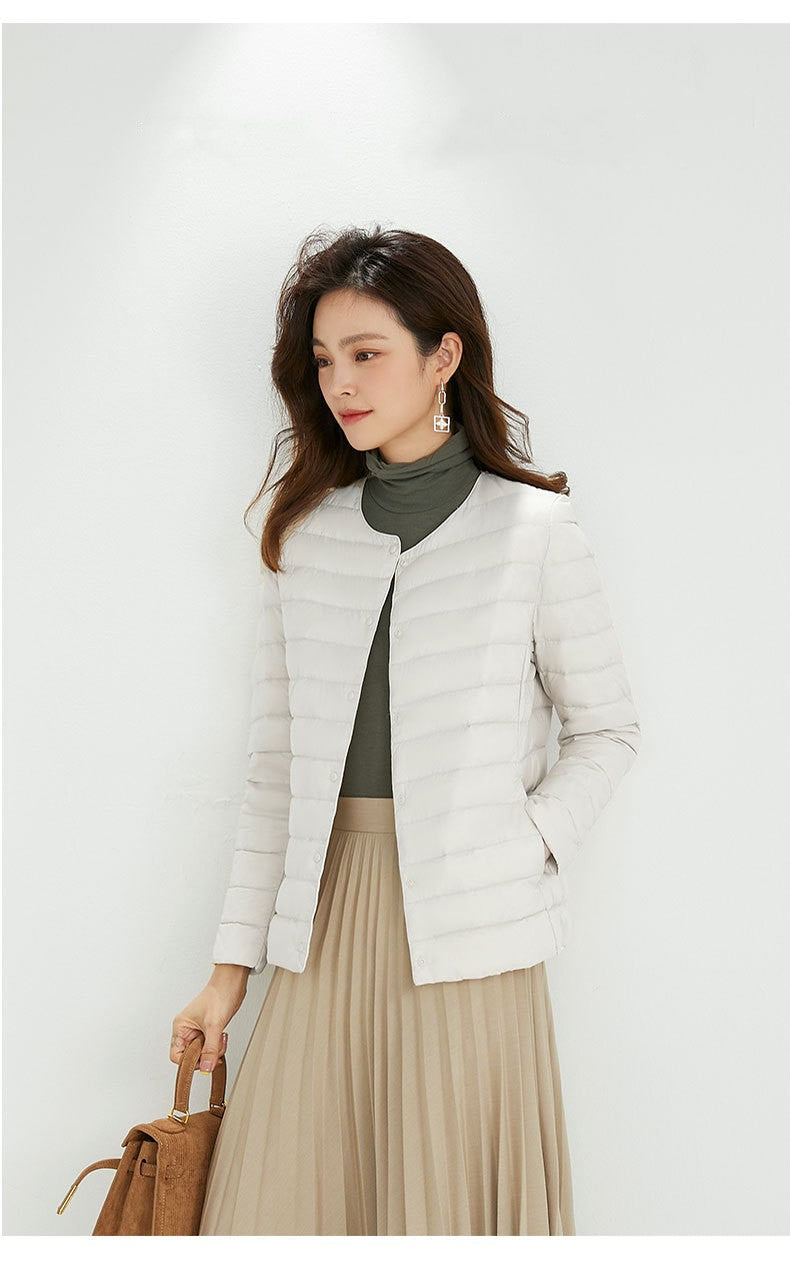 Cornelia - Entendaunenjacke mit Rundhalsausschnitt und Taschen für Frauen