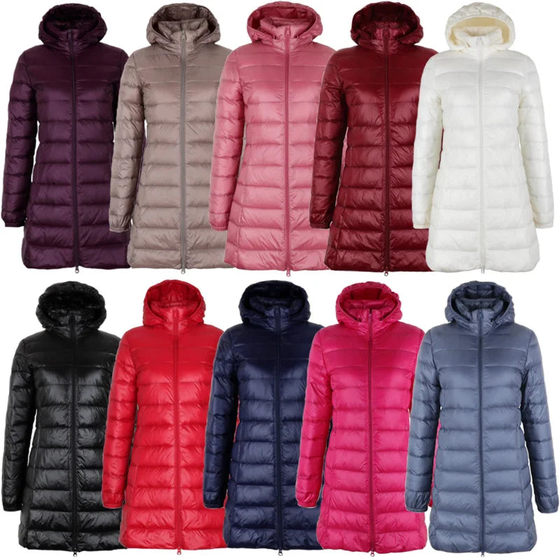 Sophia – Lange Damen-Daunenjacke mit Abnehmbarer Kapuze