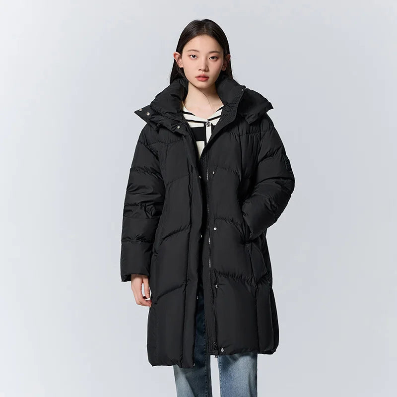Clara – Lange Damen-Daunenjacke mit Hohem Kragen
