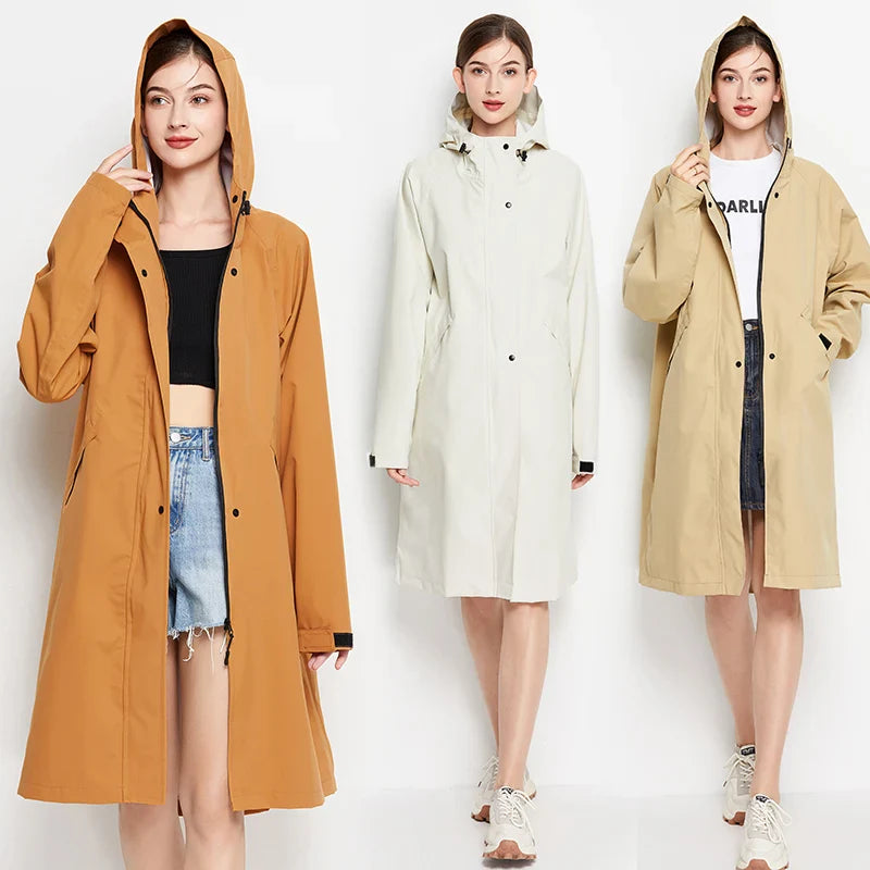 Sienna - Stylischer Langer Regenmantel Für Damen