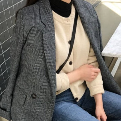 Flina - blazer mit karierter jacke