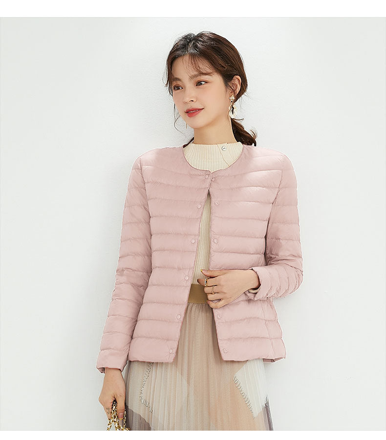 Cornelia - Entendaunenjacke mit Rundhalsausschnitt und Taschen für Frauen