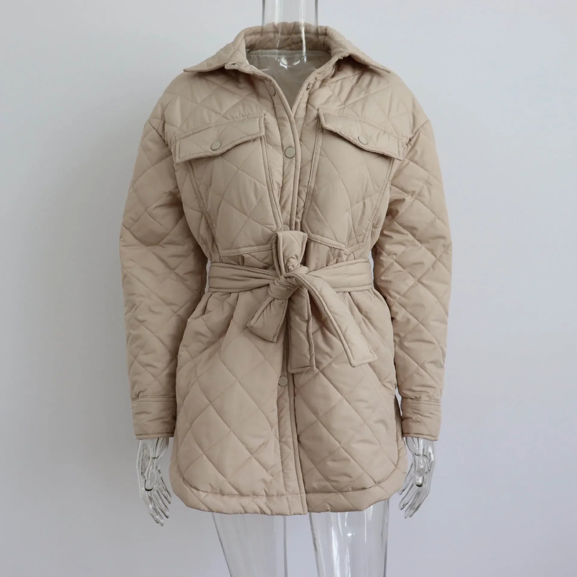 Loie- Langärmelige Slim-Parka mit Reverskragen für Damen