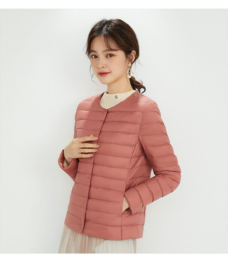Cornelia - Entendaunenjacke mit Rundhalsausschnitt und Taschen für Frauen