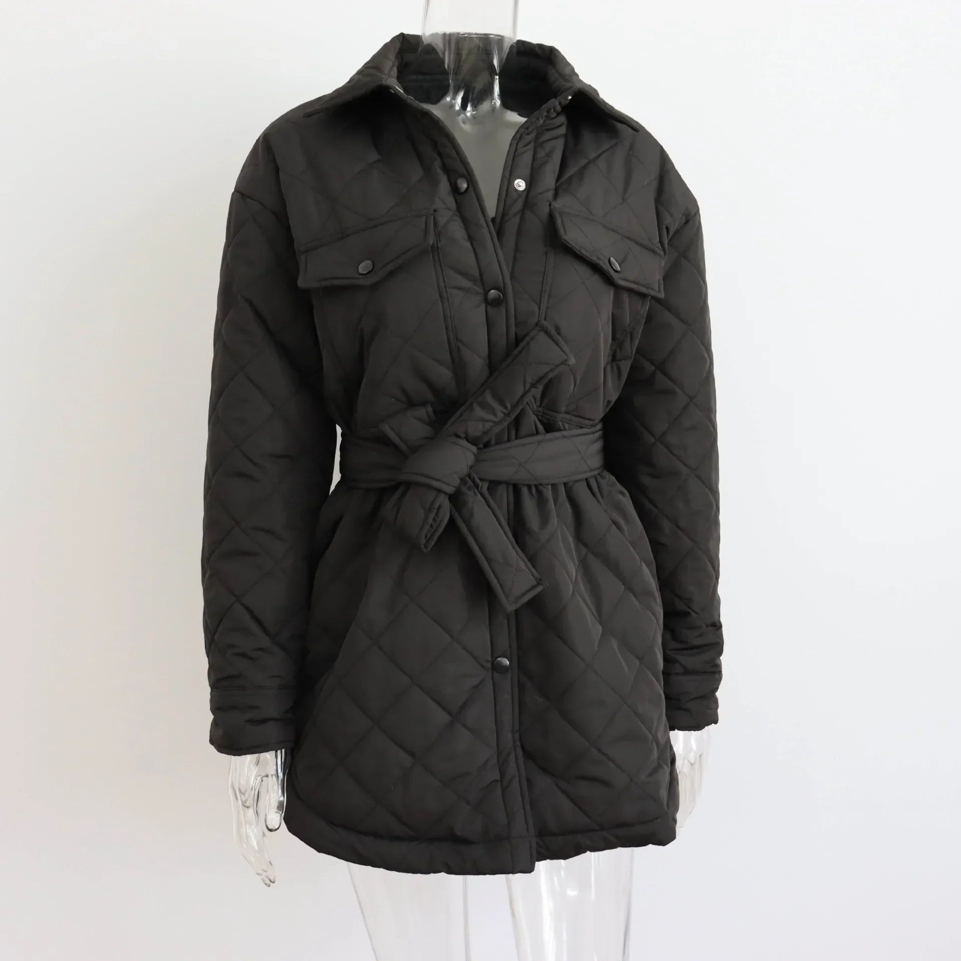 Loie- Langärmelige Slim-Parka mit Reverskragen für Damen