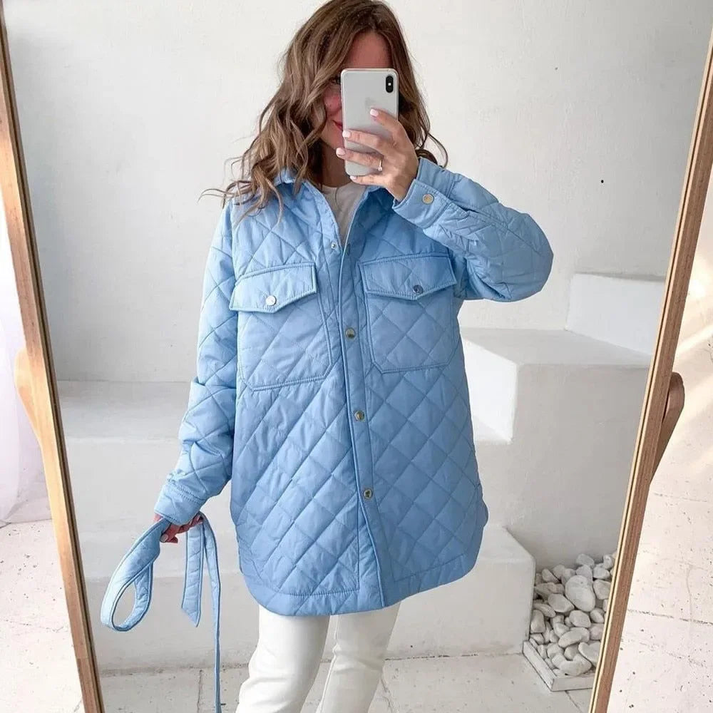 Loie- Langärmelige Slim-Parka mit Reverskragen für Damen