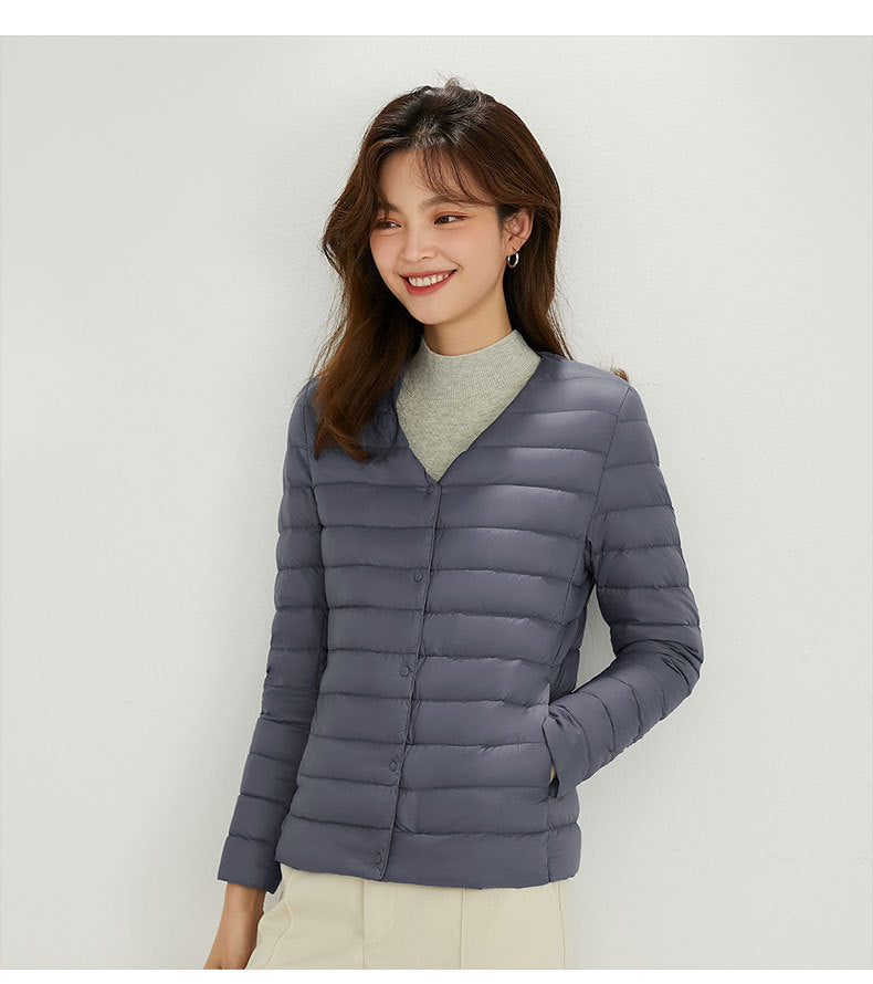 Cornelia - Entendaunenjacke mit Rundhalsausschnitt und Taschen für Frauen