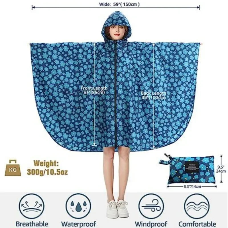 Laura - Wasserdichter Regenponcho mit Kapuze für Outdoor-Aktivitäten