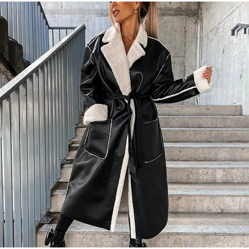 Lian - Eleganter und Warmer Winter-Leder-Mantel mit Pelz für Damen