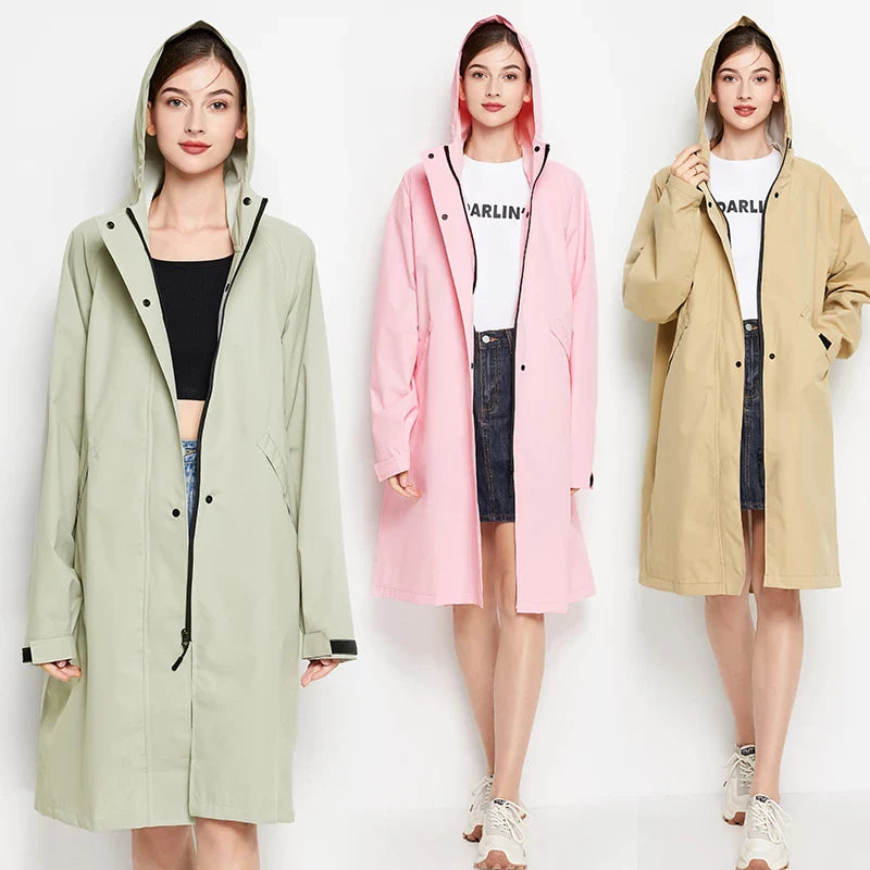 Sienna - Stylischer Langer Regenmantel Für Damen