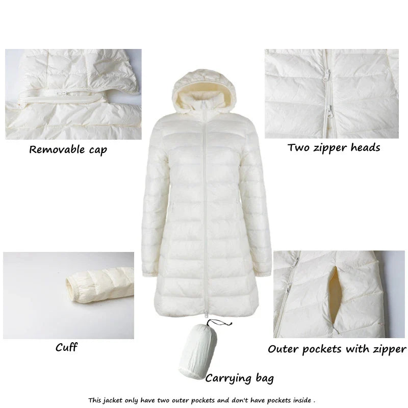 Sophia – Lange Damen-Daunenjacke mit Abnehmbarer Kapuze