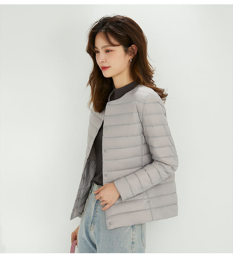 Cornelia - Entendaunenjacke mit Rundhalsausschnitt und Taschen für Frauen