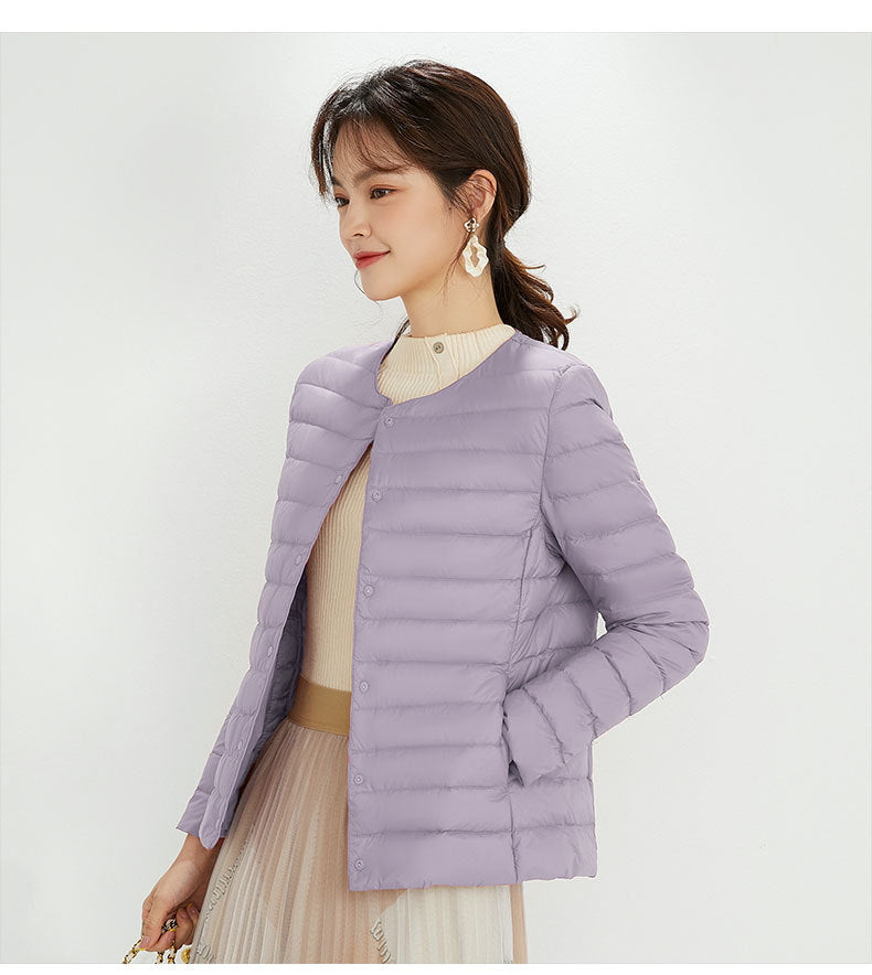 Cornelia - Entendaunenjacke mit Rundhalsausschnitt und Taschen für Frauen
