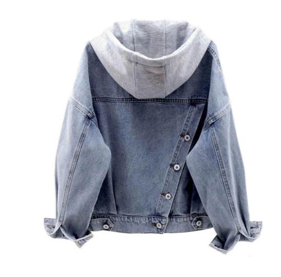 Lia - lässige damen jeansjacke mit kapuze