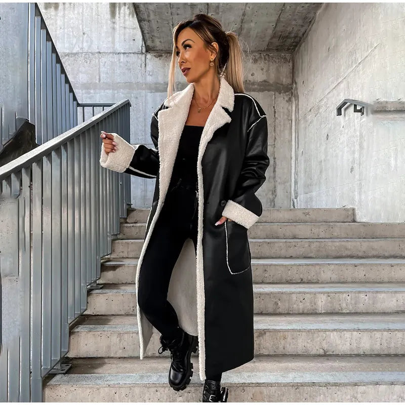 Lian - Eleganter und Warmer Winter-Leder-Mantel mit Pelz für Damen