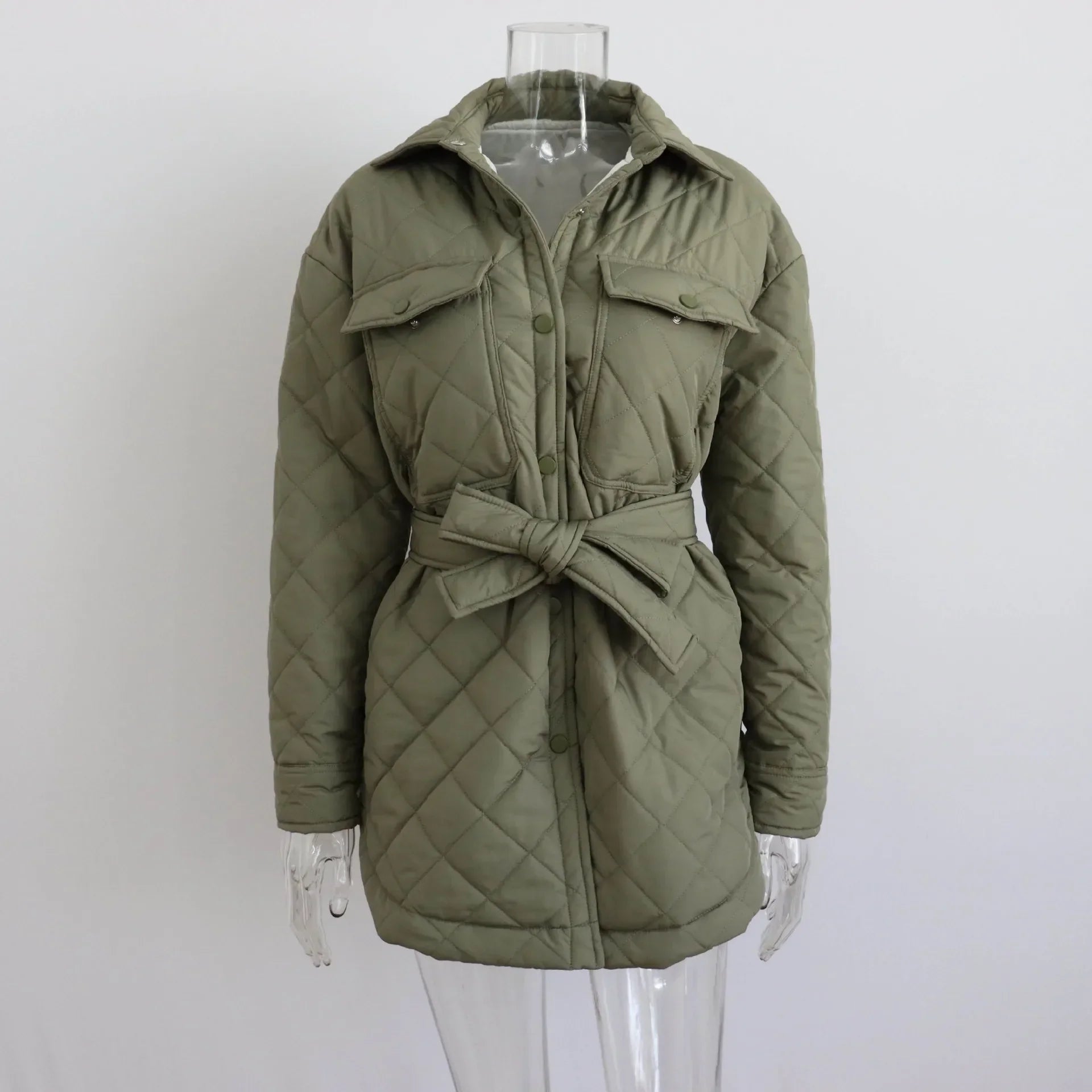 Loie- Langärmelige Slim-Parka mit Reverskragen für Damen
