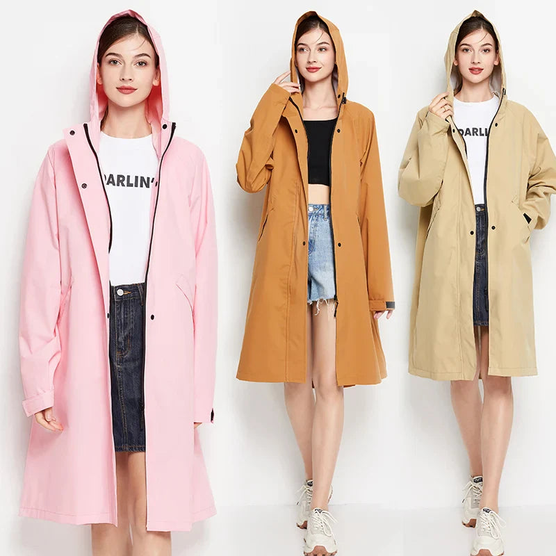 Sienna - Stylischer Langer Regenmantel Für Damen