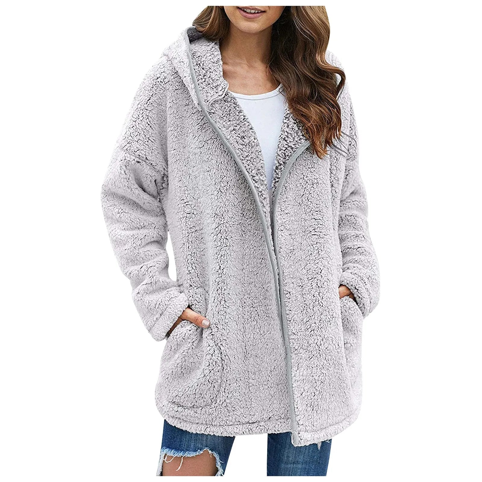 Tropea- Langer Teddy-Mantel für Damen
