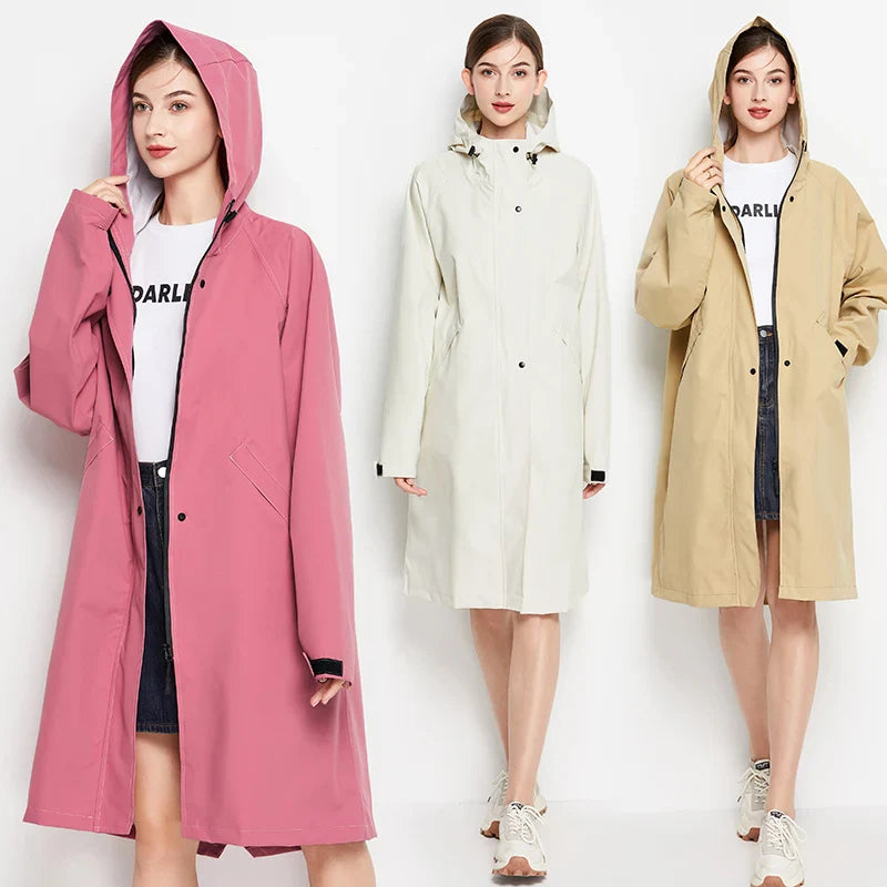 Sienna - Stylischer Langer Regenmantel Für Damen