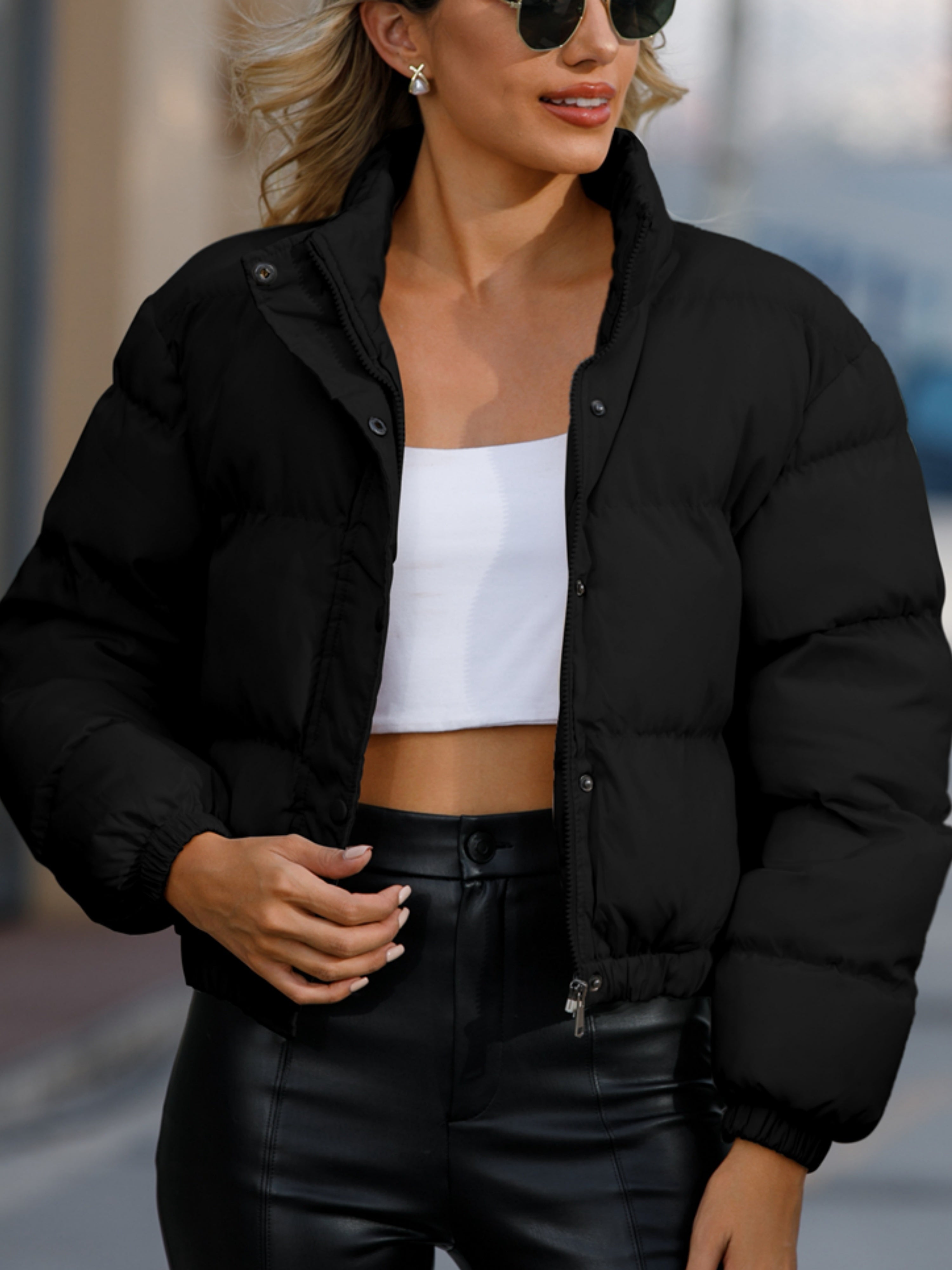Lässige lange Winterjacke mit Druckknöpfen und Polsterung für Damen | Ideal für Herbst/Winter