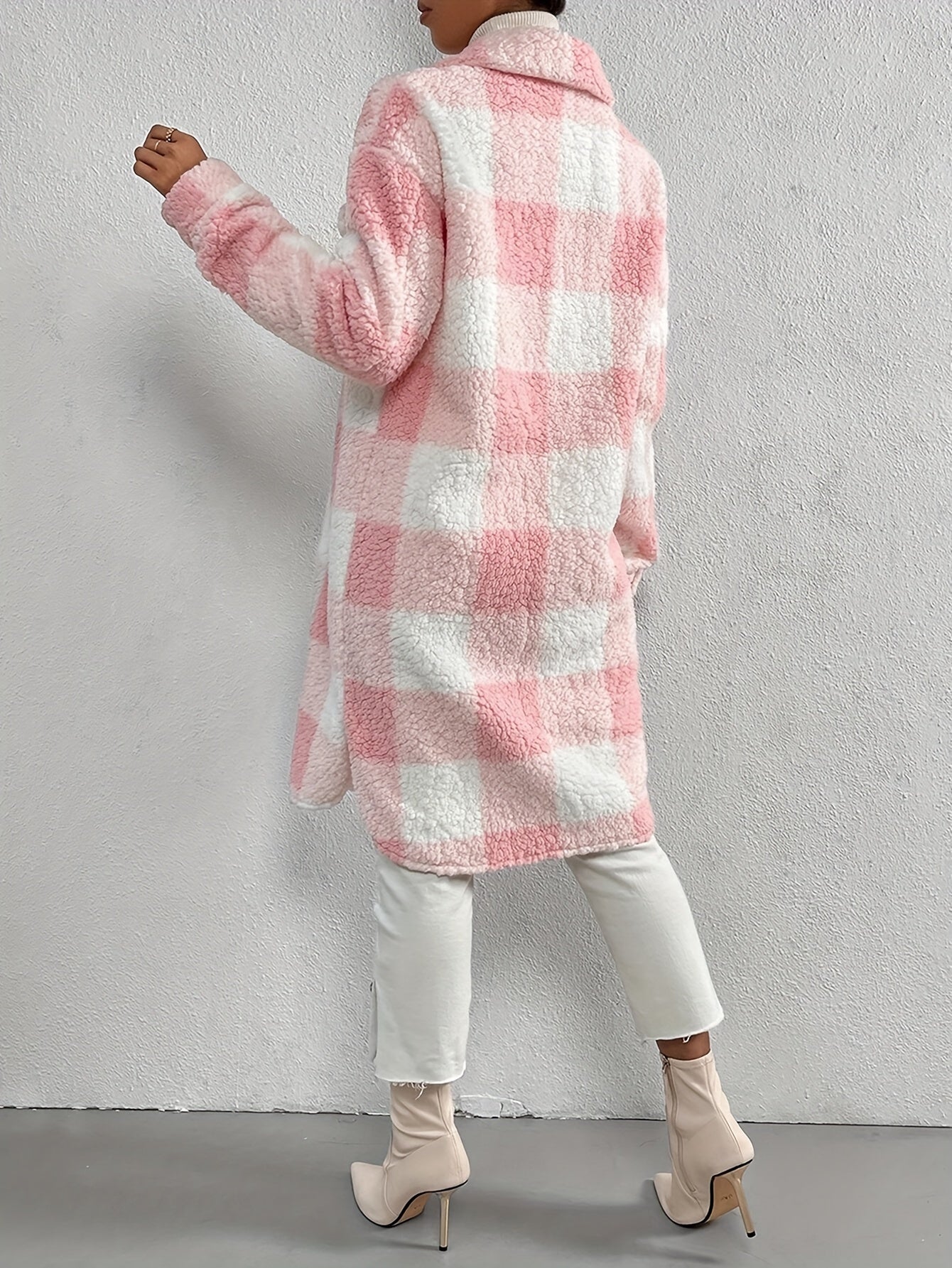 Lieza - Eleganter karierter Teddy-Mantel für Damen