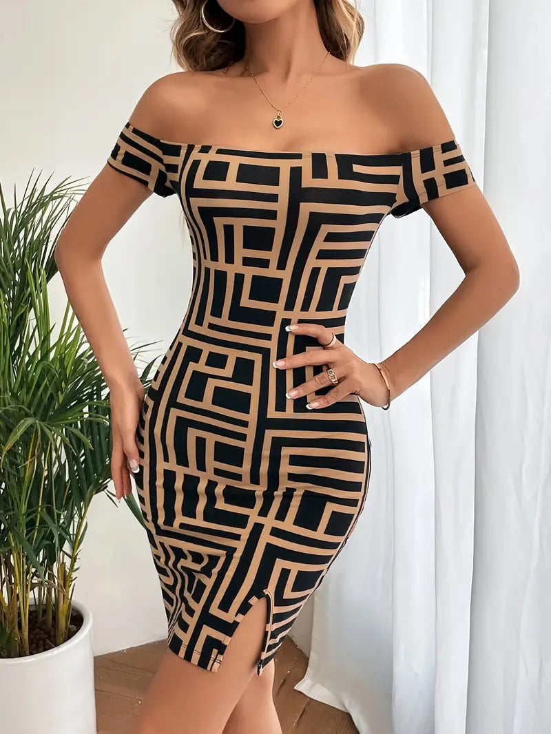 Hazel – unterkleid mit geo-print am saum