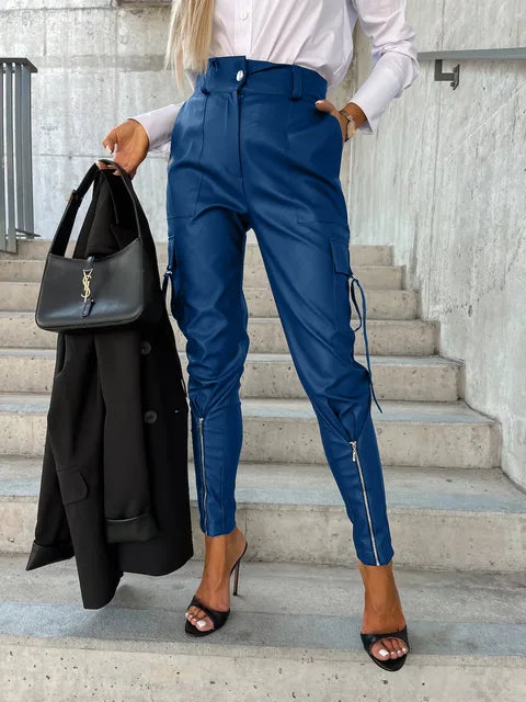 Leder Cargohose für Damen