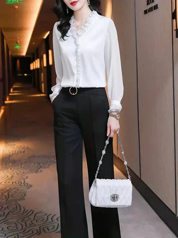 Fenella | Elegante Damenbluse mit langen Ärmeln