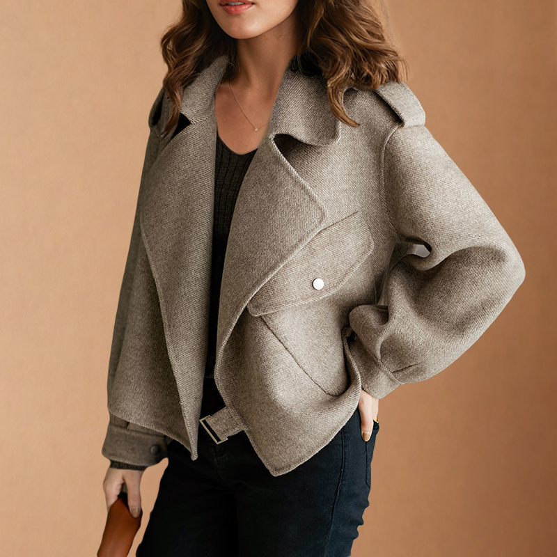 Olive - Eleganter Vintage Winter-Wollmantel für Damen