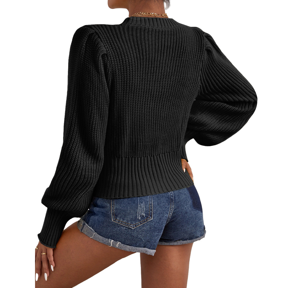 Zoey - Eleganter und Gemütlicher Schwarzer Strickpullover für Damen
