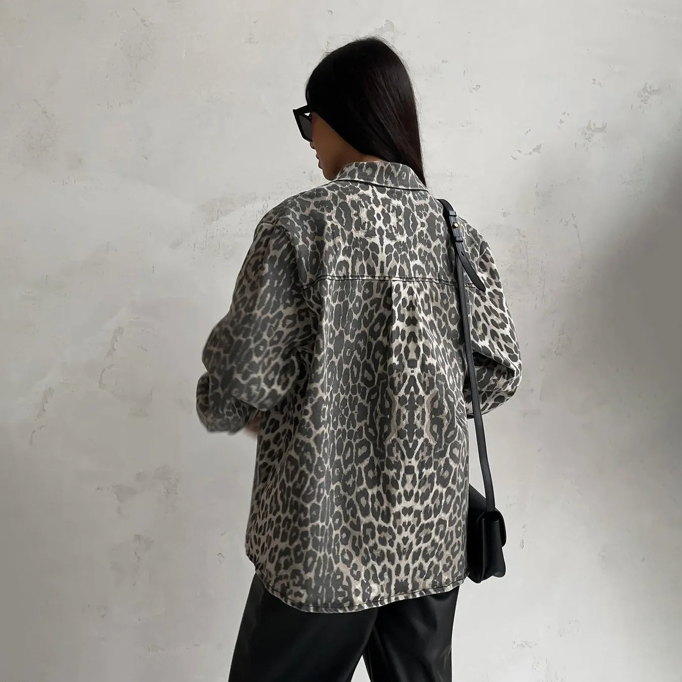 Denimjacke mit Leopardenmuster für Damen