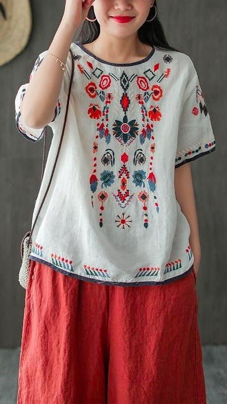 Mirabelle | Ethnische Bluse mit Stickerei